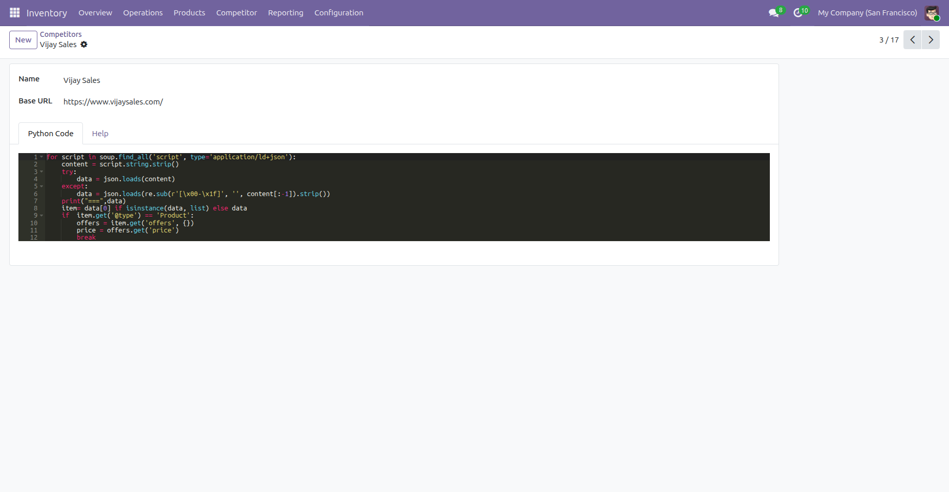 Competitor Form with Python Code