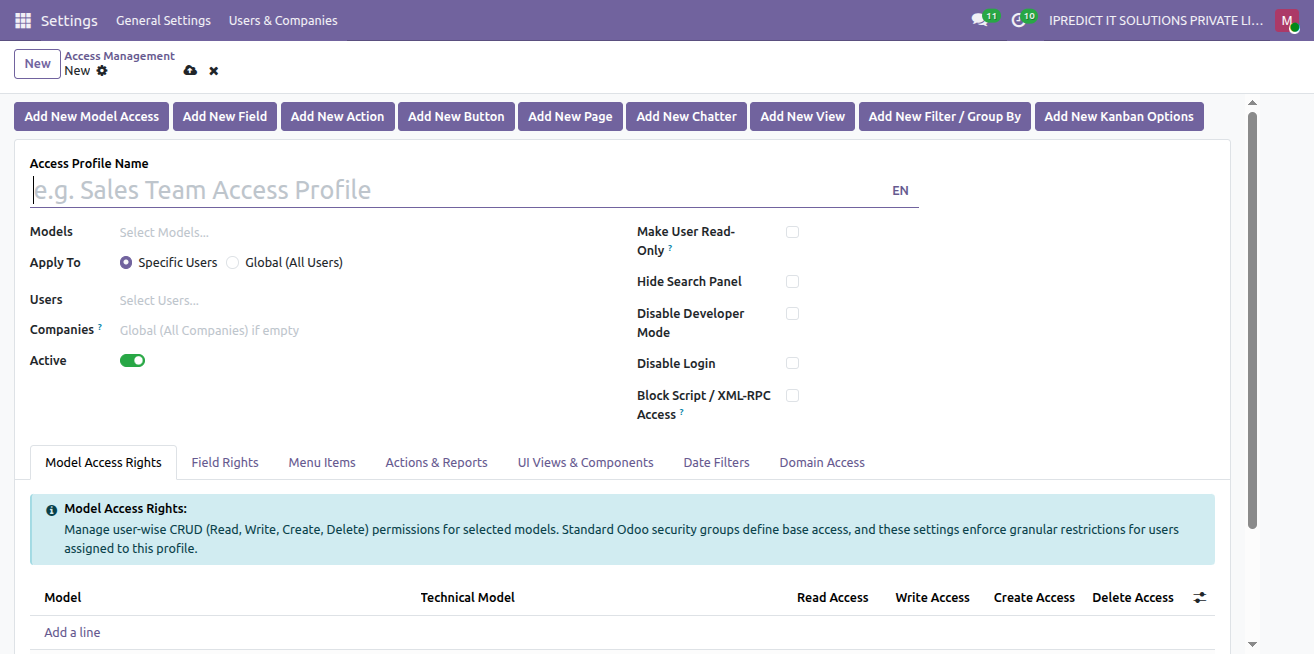 Create Access Profile Form